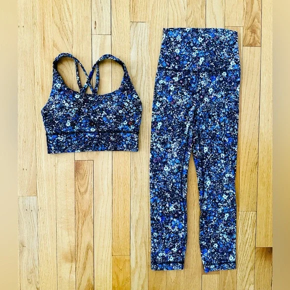 Lululemon Energy Longline Bra Medium Support B-D Size 4 in Flower Burst Multi - Picture 2 of 8